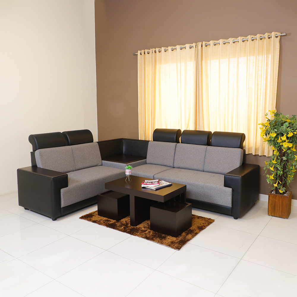 MAARK FABRIC CORNER SOFA 5 SEATER INDROYAL GRAY COLOUR